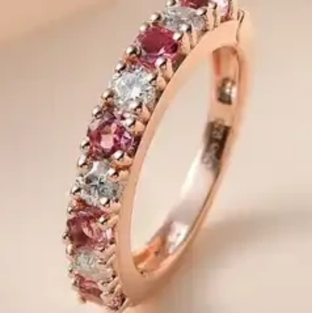 Arthritis Friendly Redondo Pink Tourmaline and Moissanite Ring Price Reduced - Picture 4 of 7